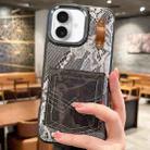For iPhone 16 Plus Denim Leather Pocket Design Phone Case(Black) - 1