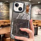For iPhone 14 Plus Denim Leather Pocket Design Phone Case(Black) - 1