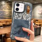 For iPhone 12 / 12 Pro Denim Leather Pocket Design Phone Case(Royal Blue) - 1