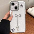 For iPhone 14 / 13 Solid Color Glitter Powder Rhinestone Tassel Phone Case(White) - 1