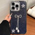 For iPhone 14 Pro Solid Color Glitter Powder Rhinestone Tassel Phone Case(Black) - 1