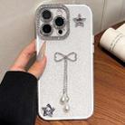 For iPhone 13 Pro Solid Color Glitter Powder Rhinestone Tassel Phone Case(White) - 1