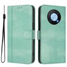 For Huawei Enjoy 50 Pro / Huawei Nova Y90 Line Splicing Buckle Retro Leather Phone Case(Mint Green) - 2