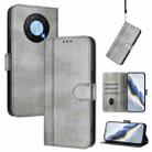 For Huawei Enjoy 50 Pro / Huawei Nova Y90 Line Splicing Buckle Retro Leather Phone Case(Grey) - 1