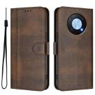 For Huawei Enjoy 50 Pro / Huawei Nova Y90 Line Splicing Buckle Retro Leather Phone Case(Brown) - 2