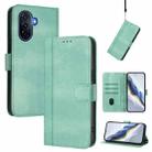 For Huawei Enjoy 50 / Nova Y70 / Nova Y70 Plus Line Splicing Buckle Retro Leather Phone Case(Mint Green) - 1