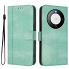 For Huawei Mate 60 Line Splicing Buckle Retro Leather Phone Case(Mint Green) - 2