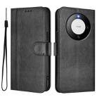 For Huawei Mate 60 Line Splicing Buckle Retro Leather Phone Case(Black) - 2