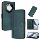 For Huawei Mate 60 Line Splicing Buckle Retro Leather Phone Case(Dark Green) - 1