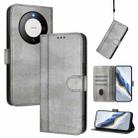 For Huawei Mate 60 Pro / Mate 60 Pro+ Line Splicing Buckle Retro Leather Phone Case(Grey) - 1