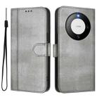 For Huawei Mate 60 Pro / Mate 60 Pro+ Line Splicing Buckle Retro Leather Phone Case(Grey) - 2