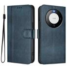 For Huawei Mate 60 Pro / Mate 60 Pro+ Line Splicing Buckle Retro Leather Phone Case(Dark Blue) - 2