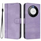 For Huawei Mate 60 Pro / Mate 60 Pro+ Line Splicing Buckle Retro Leather Phone Case(Purple) - 2