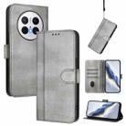 For Huawei Mate 70 Line Splicing Buckle Retro Leather Phone Case(Grey) - 1