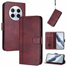 For Huawei Mate 70 Line Splicing Buckle Retro Leather Phone Case(Wine Red) - 1