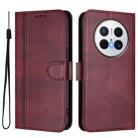 For Huawei Mate 70 Line Splicing Buckle Retro Leather Phone Case(Wine Red) - 2