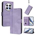 For Huawei Mate 70 Line Splicing Buckle Retro Leather Phone Case(Purple) - 1