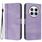 For Huawei Mate 70 Line Splicing Buckle Retro Leather Phone Case(Purple) - 2