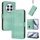 For Huawei Mate 70 Pro Line Splicing Buckle Retro Leather Phone Case(Mint Green) - 1