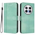 For Huawei Mate 70 Pro Line Splicing Buckle Retro Leather Phone Case(Mint Green) - 2