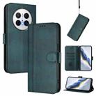 For Huawei Mate 70 Pro Line Splicing Buckle Retro Leather Phone Case(Dark Green) - 1
