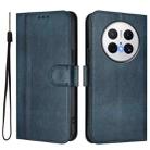For Huawei Mate 70 Pro Line Splicing Buckle Retro Leather Phone Case(Dark Blue) - 2