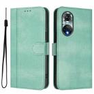 For Huawei Nova 9 Line Splicing Buckle Retro Leather Phone Case(Mint Green) - 2