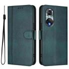 For Huawei Nova 9 Line Splicing Buckle Retro Leather Phone Case(Dark Green) - 2