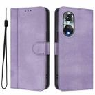 For Huawei Nova 9 Line Splicing Buckle Retro Leather Phone Case(Purple) - 2