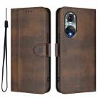 For Huawei Nova 9 Line Splicing Buckle Retro Leather Phone Case(Brown) - 2