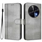For Huawei nova 12i Global Line Splicing Buckle Retro Leather Phone Case(Grey) - 2