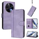 For Huawei nova 12i Global Line Splicing Buckle Retro Leather Phone Case(Purple) - 1