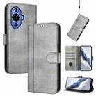 For Huawei Nova 12s Global Line Splicing Buckle Retro Leather Phone Case(Grey) - 1