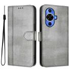 For Huawei Nova 12s Global Line Splicing Buckle Retro Leather Phone Case(Grey) - 2