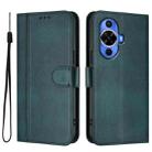 For Huawei Nova 12s Global Line Splicing Buckle Retro Leather Phone Case(Dark Green) - 2