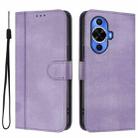 For Huawei Nova 12s Global Line Splicing Buckle Retro Leather Phone Case(Purple) - 2