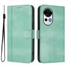 For Huawei Nova 13 / Nova 12 Line Splicing Buckle Retro Leather Phone Case(Mint Green) - 2