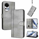 For Huawei Nova 13 / Nova 12 Line Splicing Buckle Retro Leather Phone Case(Grey) - 1