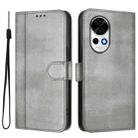 For Huawei Nova 13 / Nova 12 Line Splicing Buckle Retro Leather Phone Case(Grey) - 2