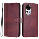 For Huawei Nova 13 / Nova 12 Line Splicing Buckle Retro Leather Phone Case(Wine Red) - 2