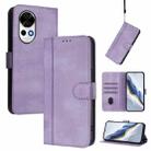 For Huawei Nova 13 / Nova 12 Line Splicing Buckle Retro Leather Phone Case(Purple) - 1