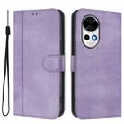 For Huawei Nova 13 / Nova 12 Line Splicing Buckle Retro Leather Phone Case(Purple) - 2