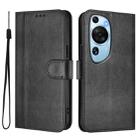 For Huawei P60 Art Line Splicing Buckle Retro Leather Phone Case(Black) - 2