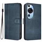 For Huawei P60 Art Line Splicing Buckle Retro Leather Phone Case(Dark Blue) - 2