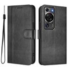 For Huawei P60 / P60 Pro Line Splicing Buckle Retro Leather Phone Case(Black) - 2