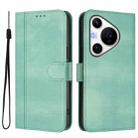 For Huawei Pura 70 Pro / Pura 70 Pro+ Line Splicing Buckle Retro Leather Phone Case(Mint Green) - 2