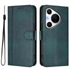 For Huawei Pura 70 Pro / Pura 70 Pro+ Line Splicing Buckle Retro Leather Phone Case(Dark Green) - 2