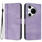 For Huawei Pura 70 Pro / Pura 70 Pro+ Line Splicing Buckle Retro Leather Phone Case(Purple) - 2