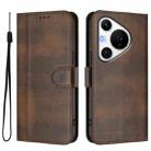 For Huawei Pura 70 Pro / Pura 70 Pro+ Line Splicing Buckle Retro Leather Phone Case(Brown) - 2