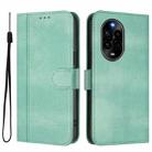 For Huawei Nova 13 Pro Line Splicing Buckle Retro Leather Phone Case(Mint Green) - 2